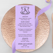 Menu Mariage Lavender Leaf et FLoral Monogram