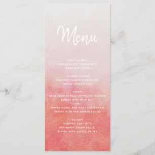 Menu Mariage Laver à l'aquarelle rose et rose pâle