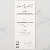Menu Mariage Lettre d'amour noir et blanc (Devant)