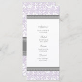 Menu mariage Lilac Grey Damask (Devant / Derrière)