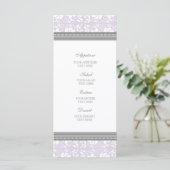 Menu mariage Lilac Grey Damask (Debout devant)