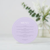 Menu Mariage Lilac Lavender Simple Round Modern (Debout devant)