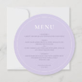 Menu Mariage Lilac Lavender Simple Round Modern (Devant)