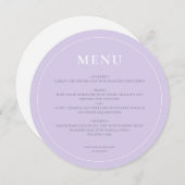 Menu Mariage Lilac Lavender Simple Round Modern (Devant / Derrière)