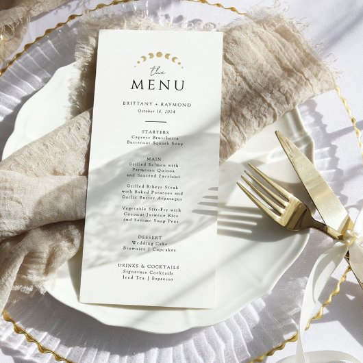 Menu Mariage Lune Céleste Dorée