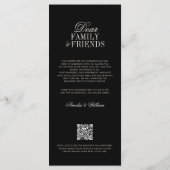 Menu Mariage Luxe Noir Crème Classique (Dos)