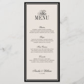 Menu Mariage Luxe Noir Crème Classique (Devant)