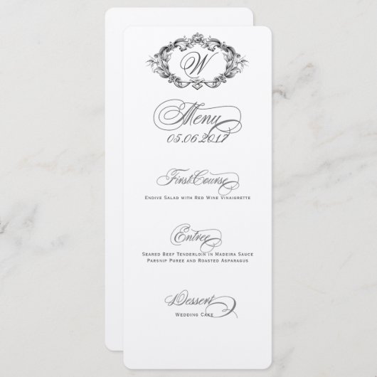 Menu Mariage Luxueux & Élégant (Devant / Derrière)