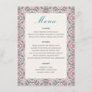 Menu Mariage Luxueux Métallisé Pailleté Géométrique