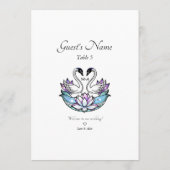 Menu Mariage Lys d'eau en verre de verre blanc Swans (Dos)