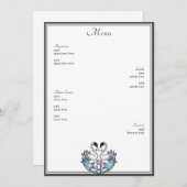 Menu Mariage Lys d'eau en verre de verre blanc Swans (Devant / Derrière)