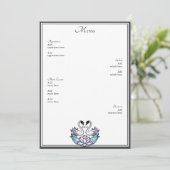 Menu Mariage Lys d'eau en verre de verre blanc Swans (Debout devant)