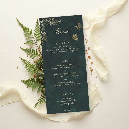 Menu Mariage Magique Émeraude Boisée Fairycore