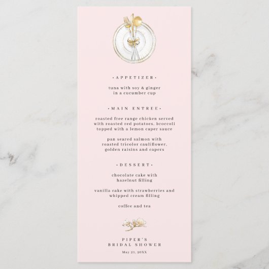 Menu Mariage Magnolia Gold Table Setting (Devant)