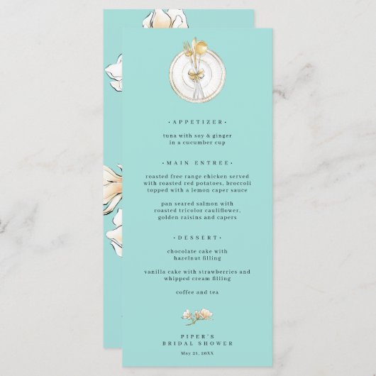 Menu Mariage Magnolia Gold Table Setting (Devant / Derrière)