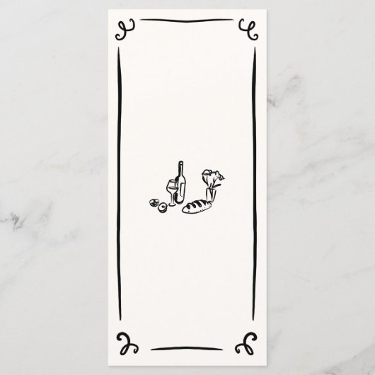 Menu Mariage main dessinée (Dos)