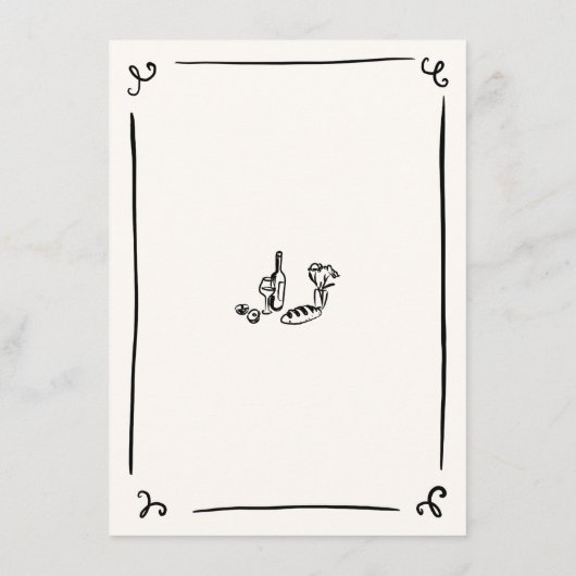 Menu Mariage main dessinée (Dos)