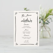 Menu Mariage main dessinée (Debout devant)