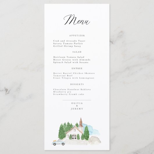 Menu Mariage Maison Aquarelle Italienne   (Devant)