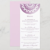 Menu Mariage Mandala à Dentelle Rose (Devant / Derrière)