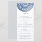 Menu Mariage Mandala Broderie Bleue (Devant / Derrière)