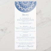 Menu Mariage Mandala Broderie Bleue (Devant)