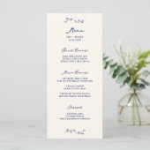 Menu Mariage manuscrit bleu (Debout devant)