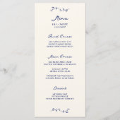 Menu Mariage manuscrit bleu (Devant)