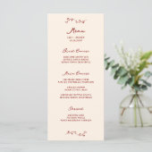 Menu Mariage manuscrit Maroon (Debout devant)