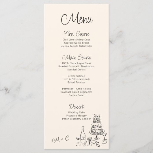 Menu Mariage manuscrit original (Devant)