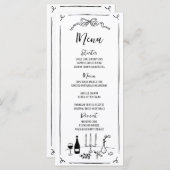 Menu Mariage manuscrit original tiré à la main (Devant / Derrière)