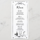 Menu Mariage manuscrit original tiré à la main (Devant)