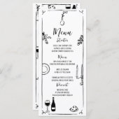 Menu Mariage manuscrit original tiré à la main (Devant / Derrière)