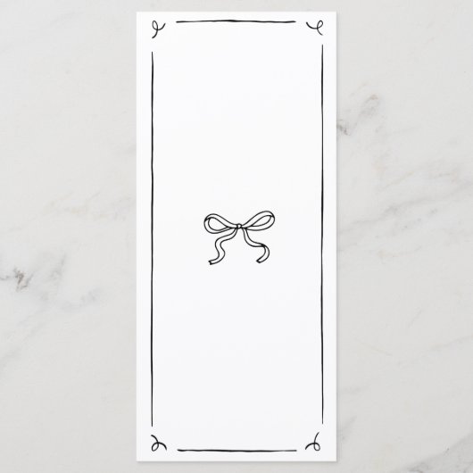 Menu Mariage manuscrit original tiré à la main (Dos)