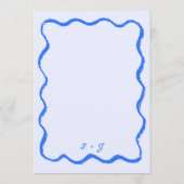 Menu Mariage manuscrit rétro Wavy Squiggle bleu (Dos)