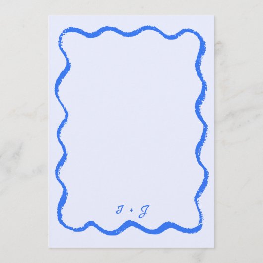 Menu Mariage manuscrit rétro Wavy Squiggle bleu (Dos)