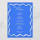 Menu Mariage manuscrit rétro Wavy Squiggle bleu (Devant)