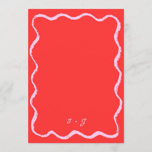 Menu Mariage manuscrit rouge rouge rose Vague rétro (Dos)