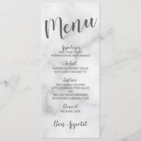 Menu Mariage Marbre blanc élégant