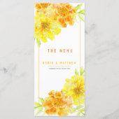 Menu Mariage marigold jaune orange (Dos)