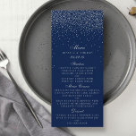 Menu Mariage Marine Blue & Glam Silver Confetti<br><div class="desc">La collection de confettis mariages bleu marine et argent glam est parfaite pour tout couple qui planifie une célébration mariage romantique. Le design se compose d'un arrière - plan bleu marine chic avec confetti argent glam qui est vraiment étonnant et parfait pour tout événement spécial. Le libellé incorpore la même...</div>