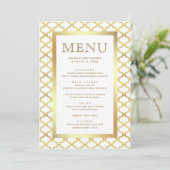 Menu Mariage marocain à quatre feuilles blanc et or (Debout devant)