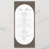 Menu mariage marron chocolat deux côtés Calligraph (Dos)