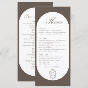 Menu mariage marron chocolat deux côtés Calligraph