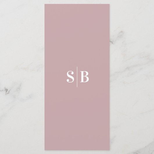 Menu Mariage Mauve Dusty couleur simple (Dos)