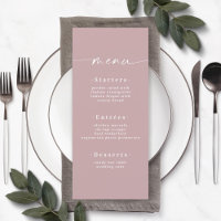 Menu Mariage Mauve Dusty couleur simple
