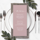 Menu Mariage Mauve Dusty couleur simple