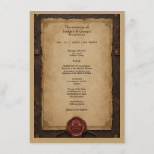 Menu Mariage Médiéval Rustique en Cire de Cuir (Dos)