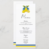 Menu Mariage méditerranéen Citron jaune bleu (Devant / Derrière)