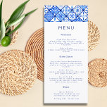 Menu Mariage méditerranéen moderne en carrelage bleu<br><div class="desc">Préparez-vous à un voyage culinaire avec des menus qui sont un régal pour les yeux. Les lignes nettes et nettes de notre police de caractères moderne,  associées à la fluidité des bleus océaniques,  créent une expérience à la fois gastronomique et esthétique.</div>